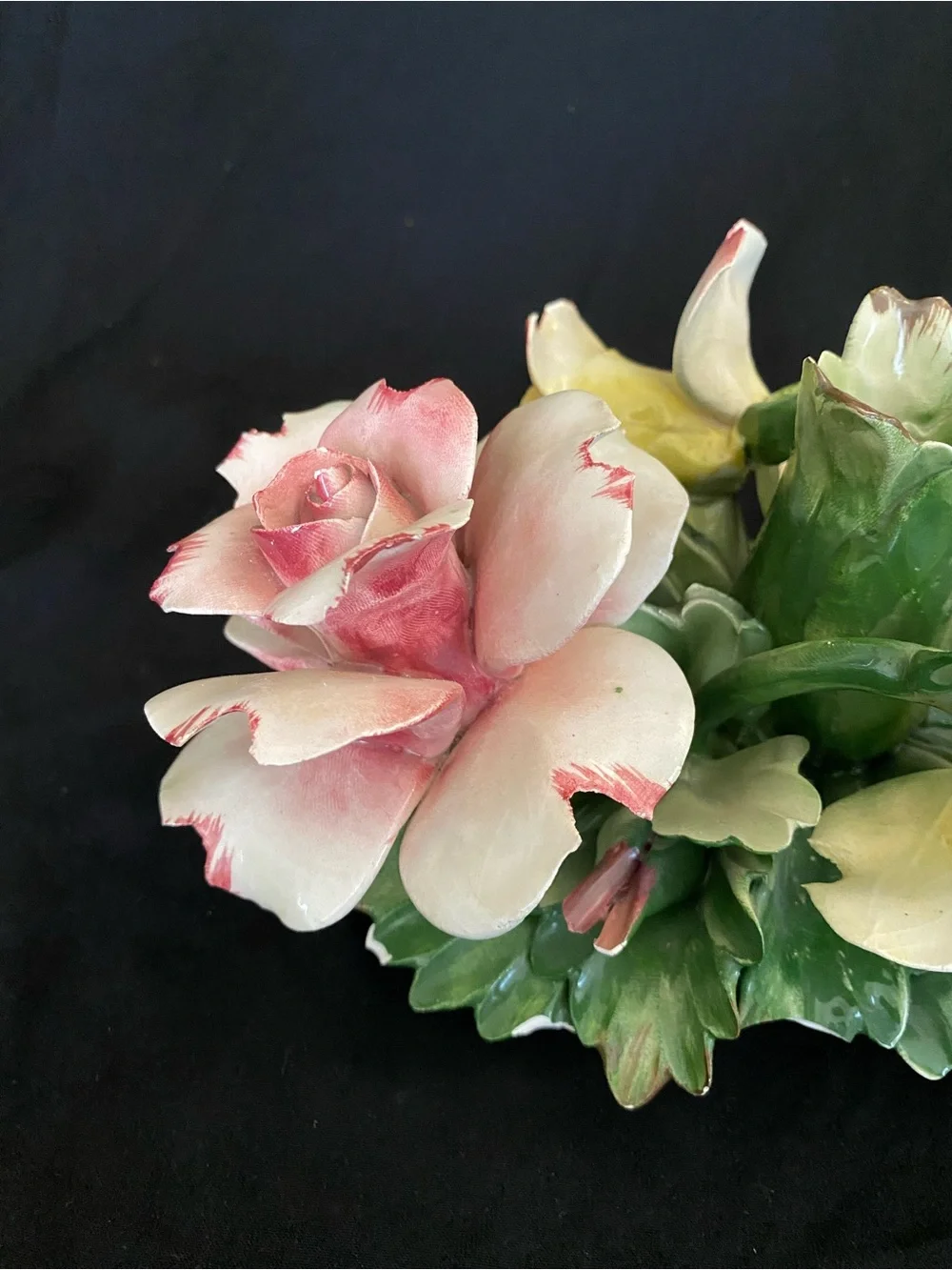 Vintage Italian Capodimonte Porcelain Flower Candle Holder Centerpiece,